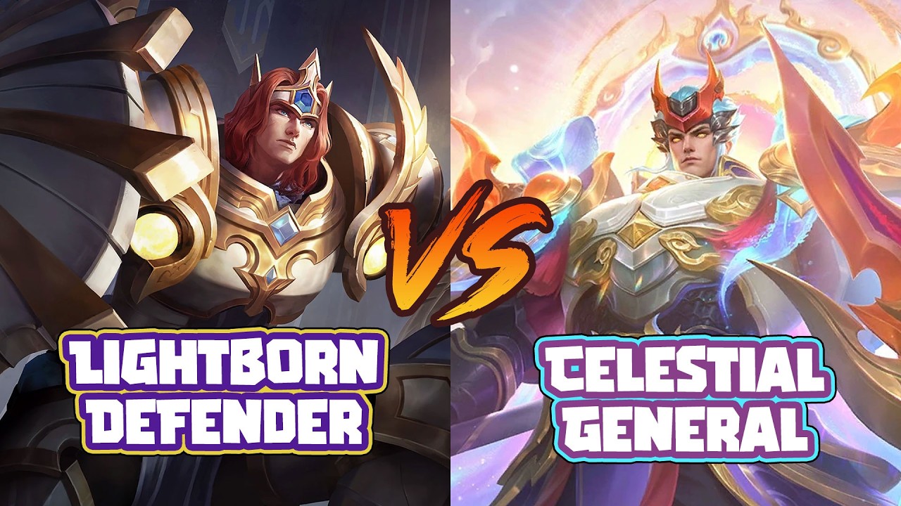 Tigreal - Celestial General collector skin V.S. Lightborn Defender skin - MLBB - Skin Comparison