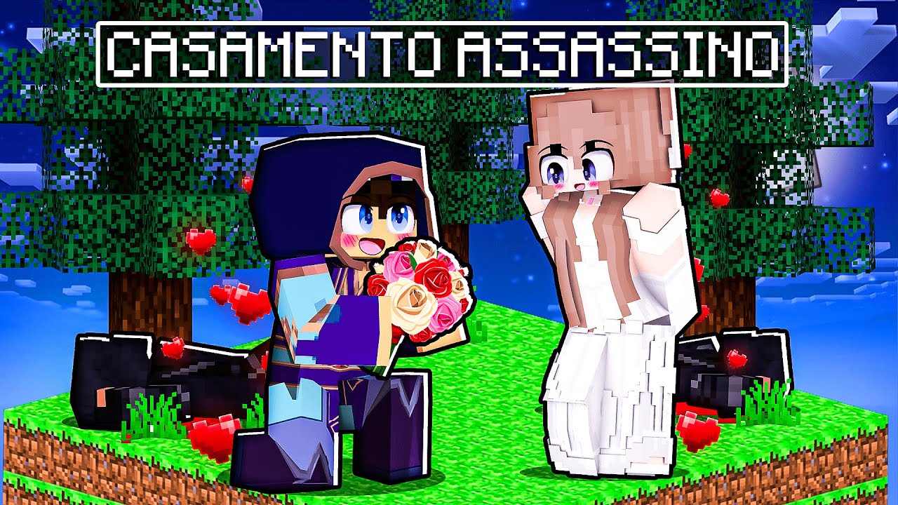 GAROTA ASSASSINA se CASOU com STHAN em APENAS um BLOCO no Minecraft!