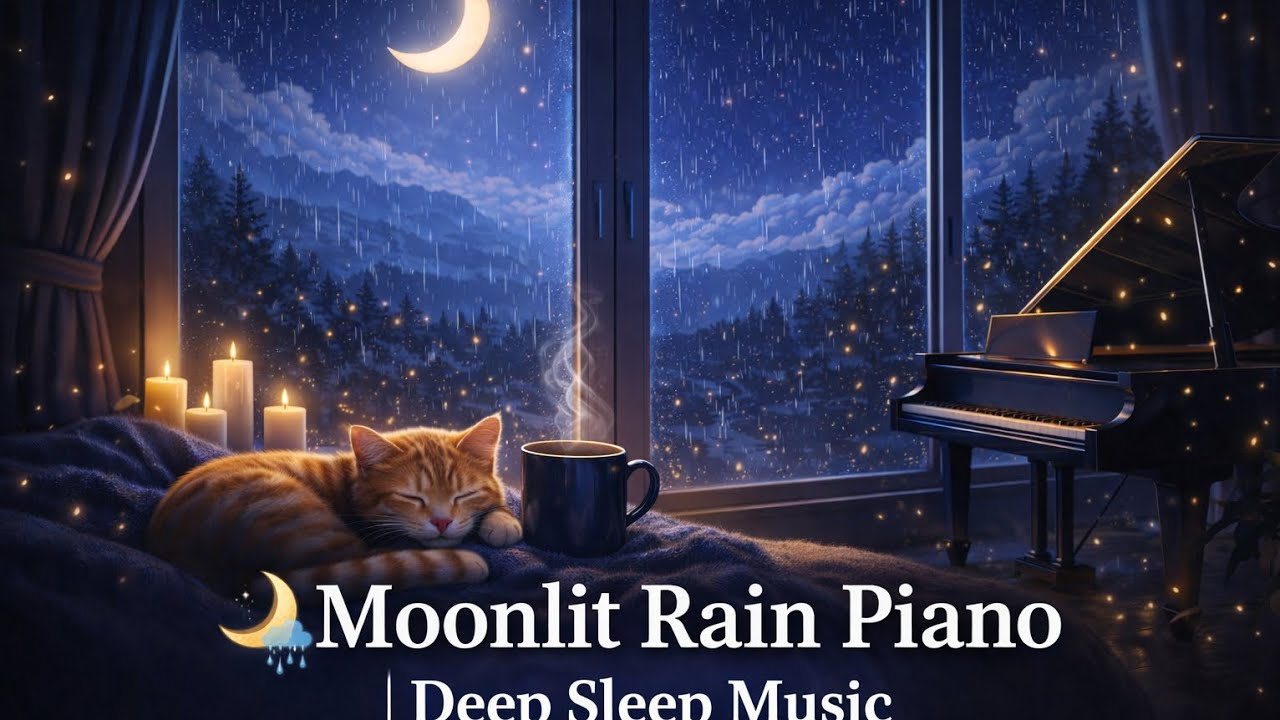 Moonlit Rain Piano | Deep Sleep Music | 1 Hour