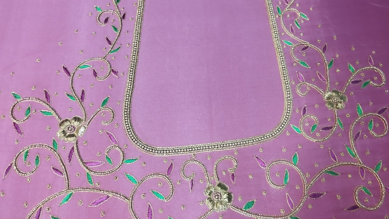 Simple Zari Work Blouse Design maggam work for Daily Wear
