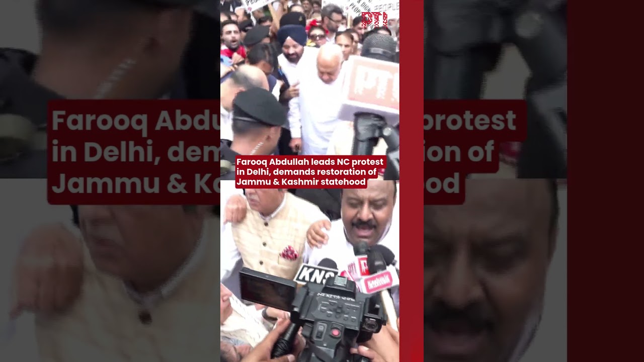Farooq Abdullah leads NC protest in Delhi, demands restoration of Jammu & Kashmir statehood