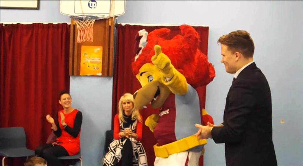 Aston Villa mascot visits Northern Ireland school