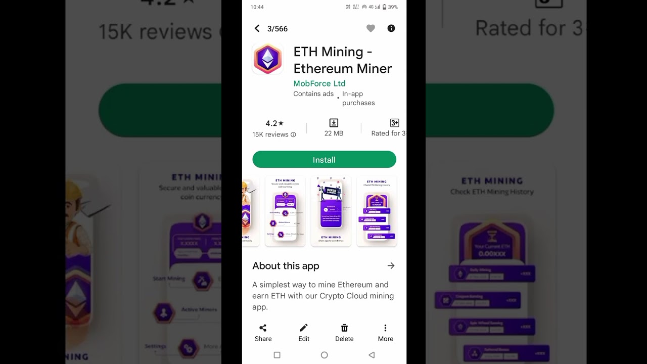 Top 3 Best Ethereum Mining Apps For Android 2023   Best Mining Apps 2023  #ethereum  Cloud Miner