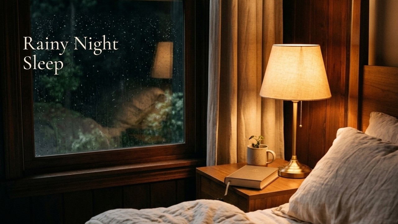 Rain on Window at Night 🌧️ Cozy Bedroom Ambience for Deep Sleep (No Thunder, 1 Hour)