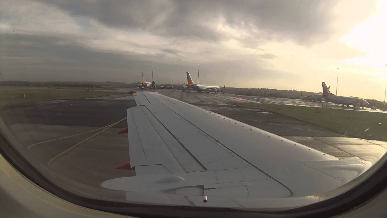 Jet2.com B737-300 pushback taxi and takeoff from Leeds Bradford to Malaga