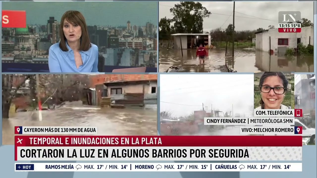La Plata: más de 130 milímetros de agua acumulada; diluvio e inundaciones en varios barrios