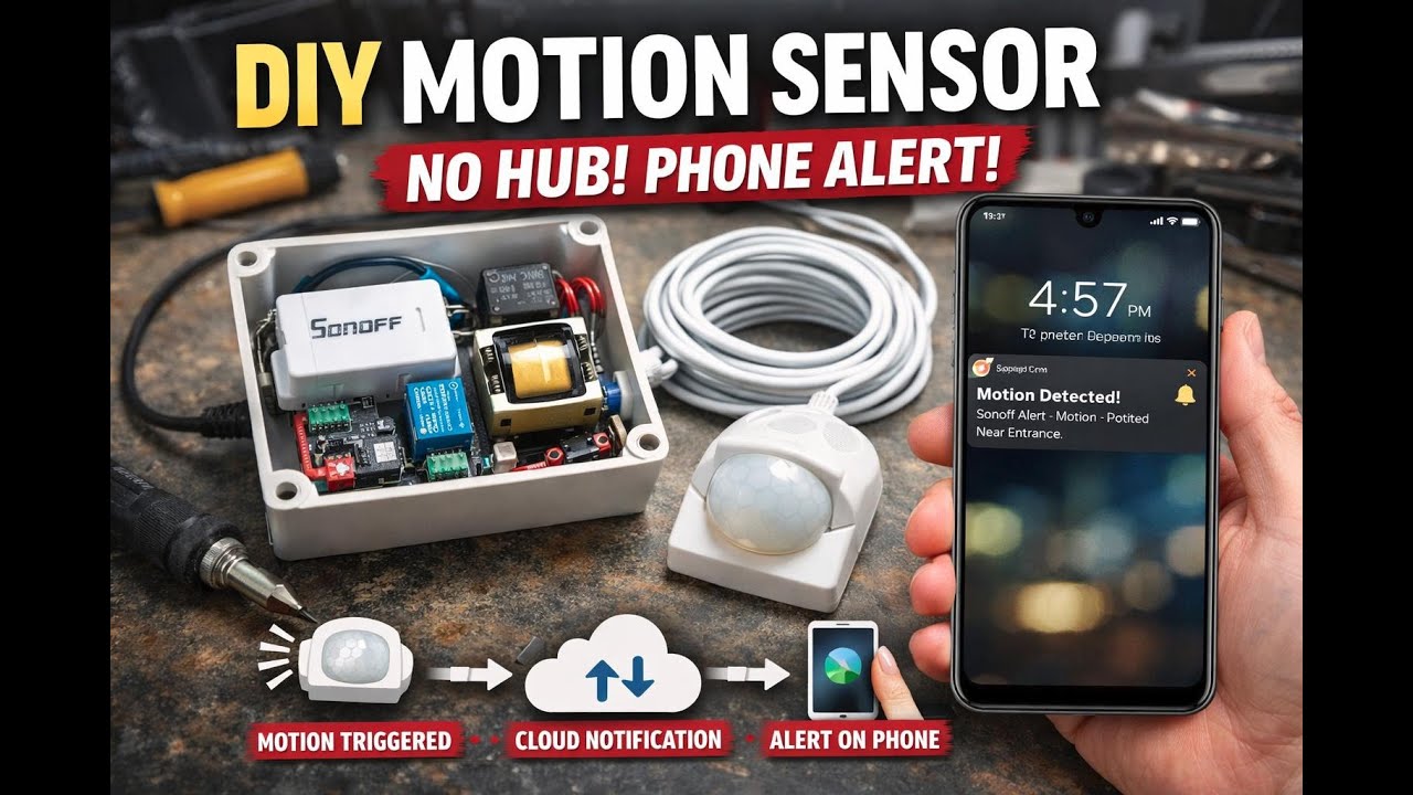 Motion Sensor with Phone Notification Using Only Spare Parts