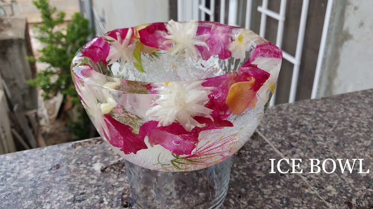 How to make Ice Bowl | Floral Ice Bowl | Ice Cream or Dessert Bowl | Manisha's Recipe