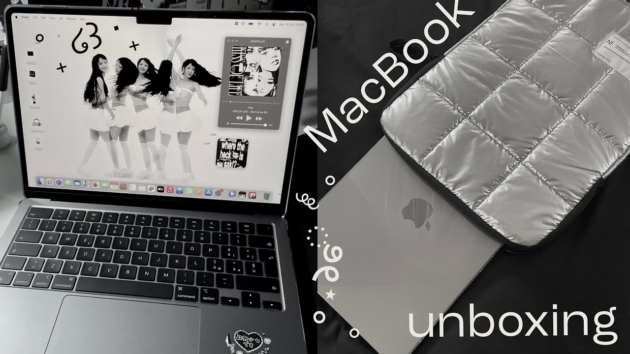 Apple MacBook Air M2 Unboxing 💻 | set up, aesthetic customization and acubi accessories