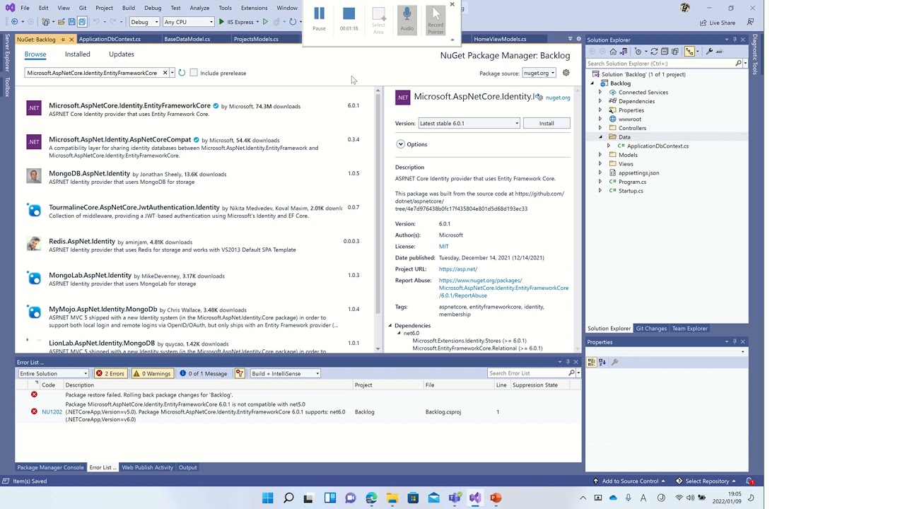 Introduction to ASP.NET MVC (5.0)  4 Connecting to Azure SQL database, creating tables.