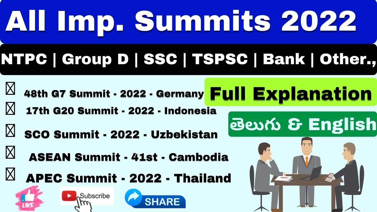 All important Summits 2022 | 2021 | Current Affairs 2022 |All Summits| All Exams | Perfect Strategy