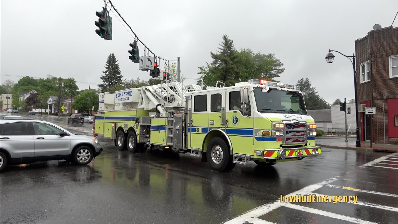 Elmsford FD Engine 237 + Tower Ladder 21 Responding