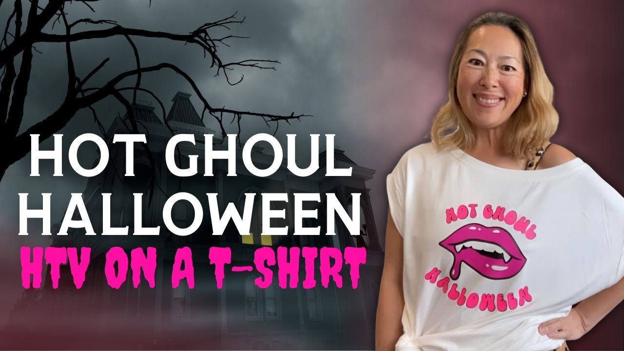 DIY Hot Ghoul Halloween HTV on an Off The Shoulder T-shirt | Step-by-step Tutorial