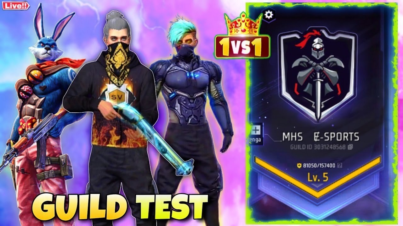 🔴Live FF 1vs1 HARDEST GUILD TEST | UNLIMITED FREE CUSTOM | MHS E-SPORTS GUILD TESTING