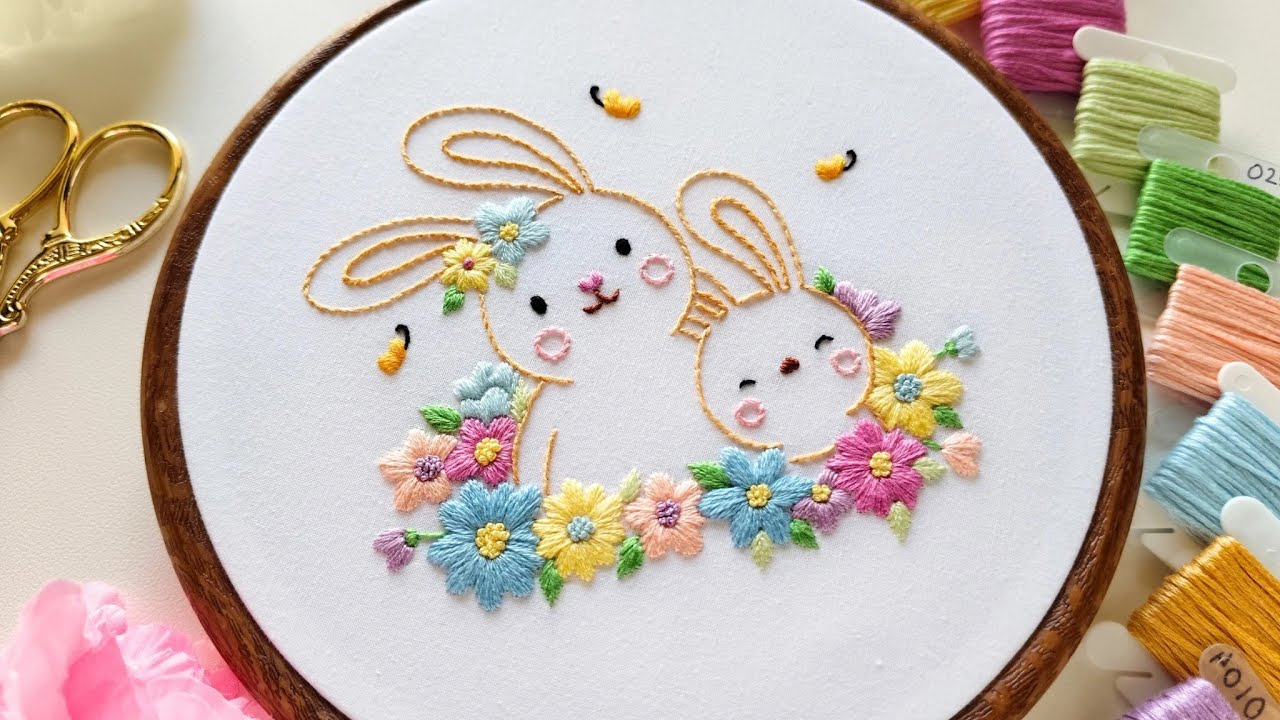 Cute Easter bunny pattern | Bunny rabbit embroidery | How to embroider | Hand embroidery design
