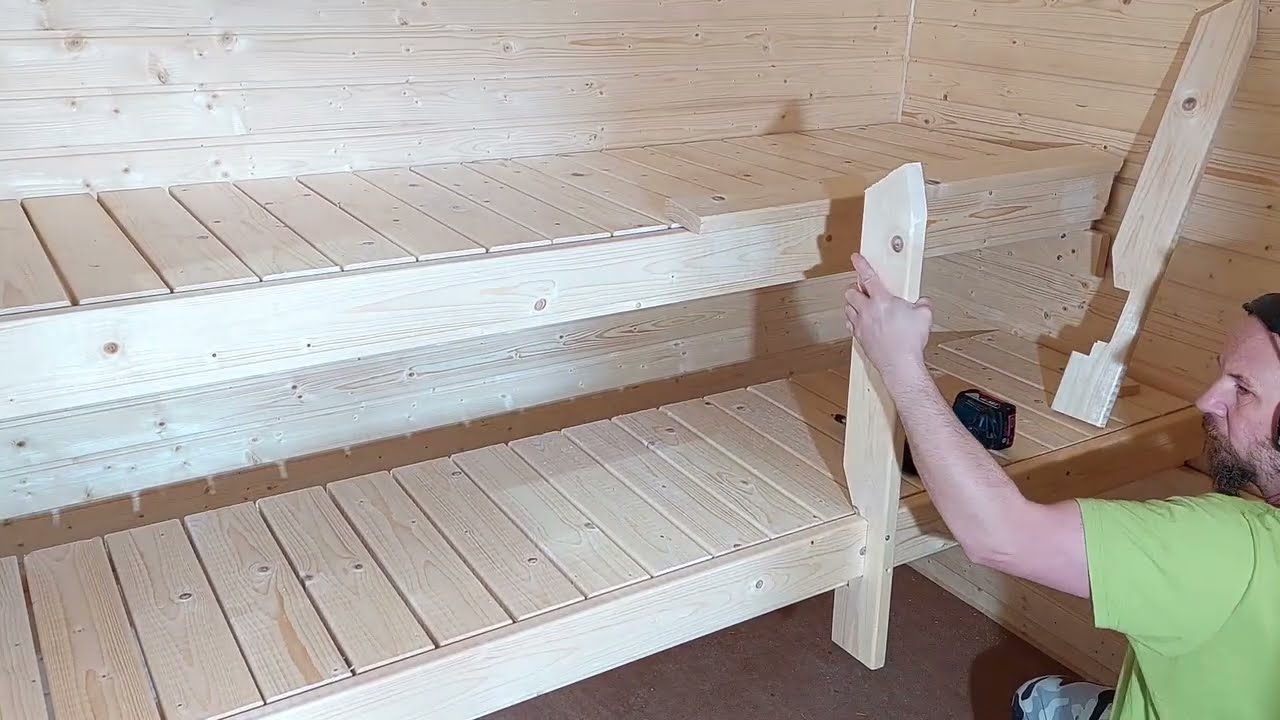 Tehd&auml;&auml;n sauna osa 12, lauteiden teko ja asennus