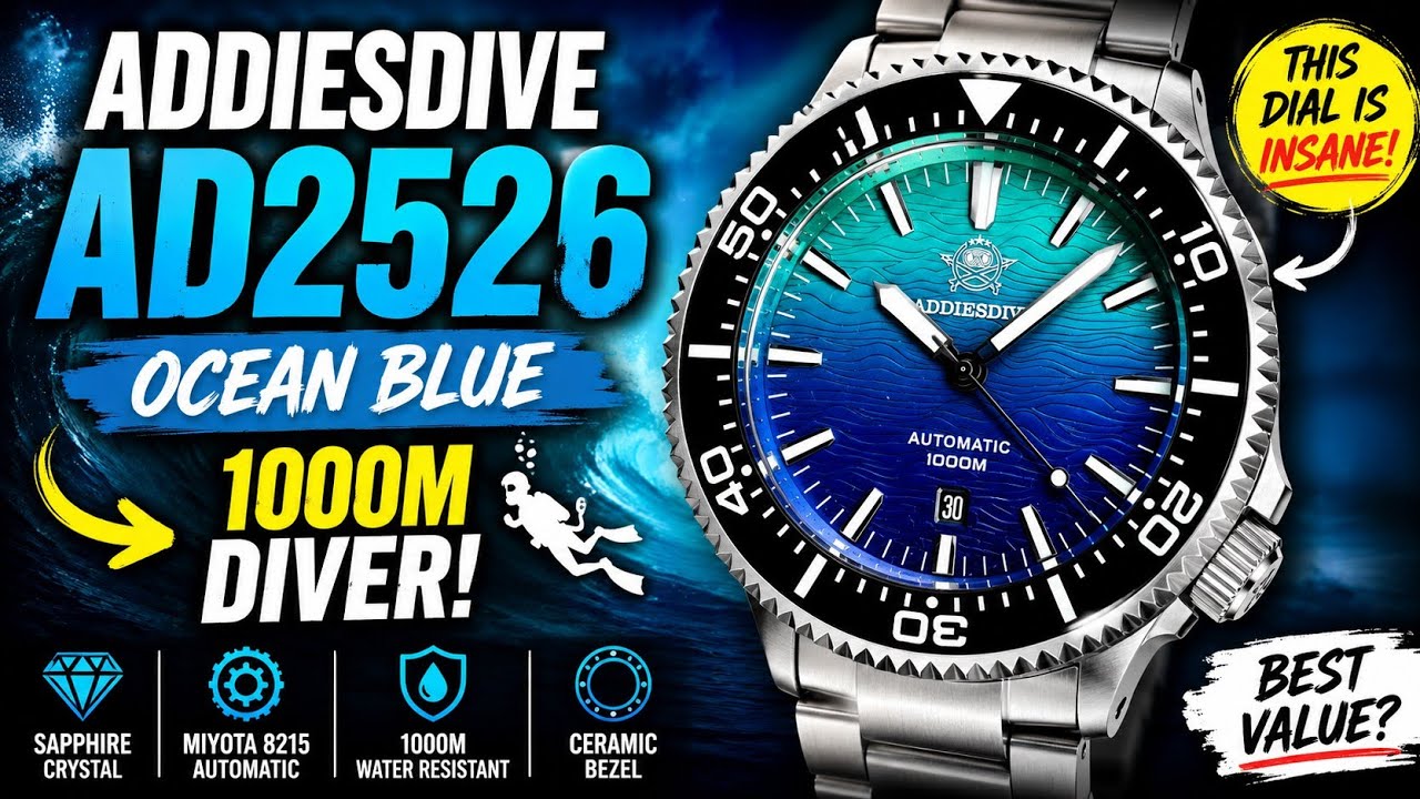 Addiesdive AD2526 Ocean Blue Review | &Tau;&omicron; 1000M Diver &mu;&epsilon; &tau;&omicron; &Alpha;&Pi;&Iota;&Sigma;&Tau;&Epsilon;&Upsilon;&Tau;&Omicron; &Kappa;&alpha;&nu;&tau;&rho;ά&nu;! 🌊(Subs Included).