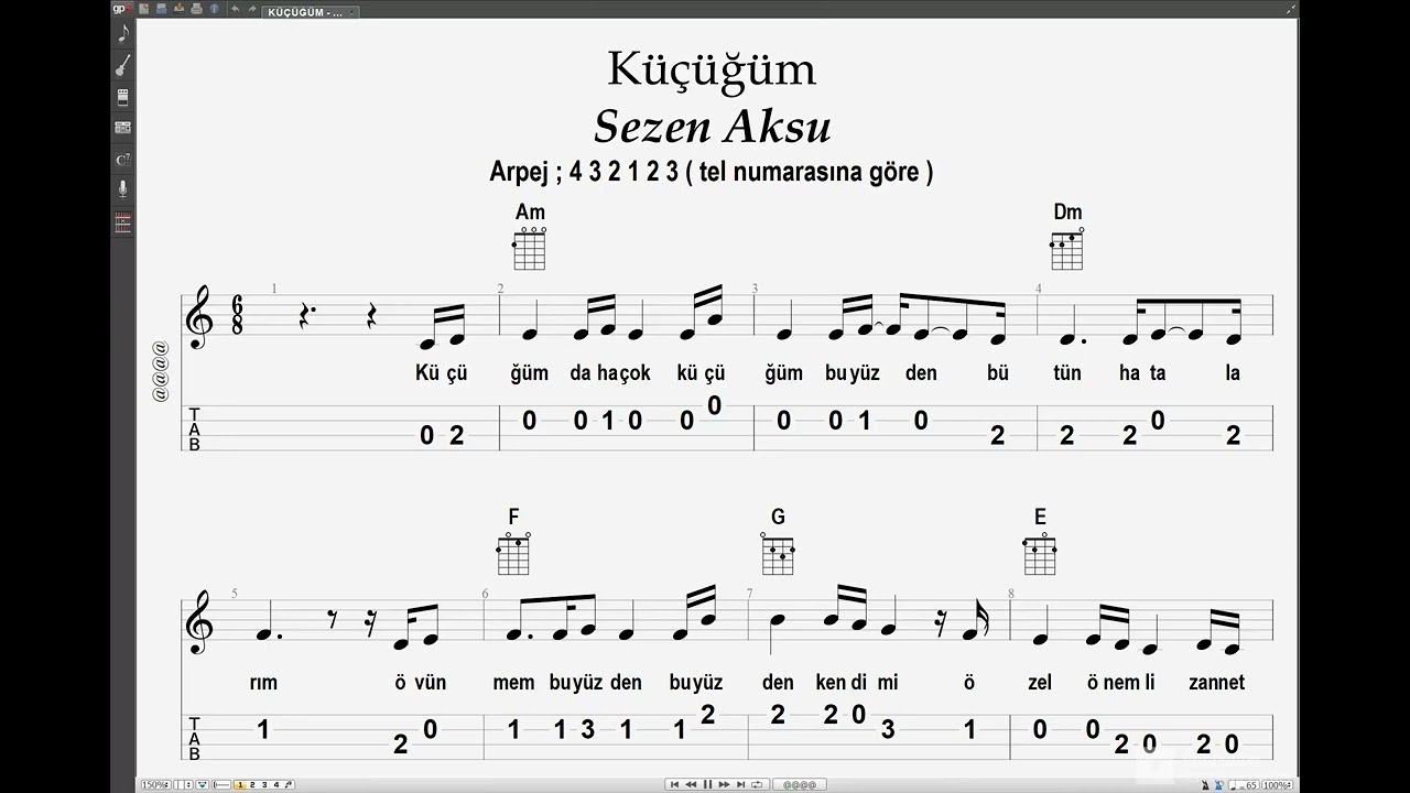 Küçüğüm - Sezen Aksu / Ukulele Nota Akor Tab