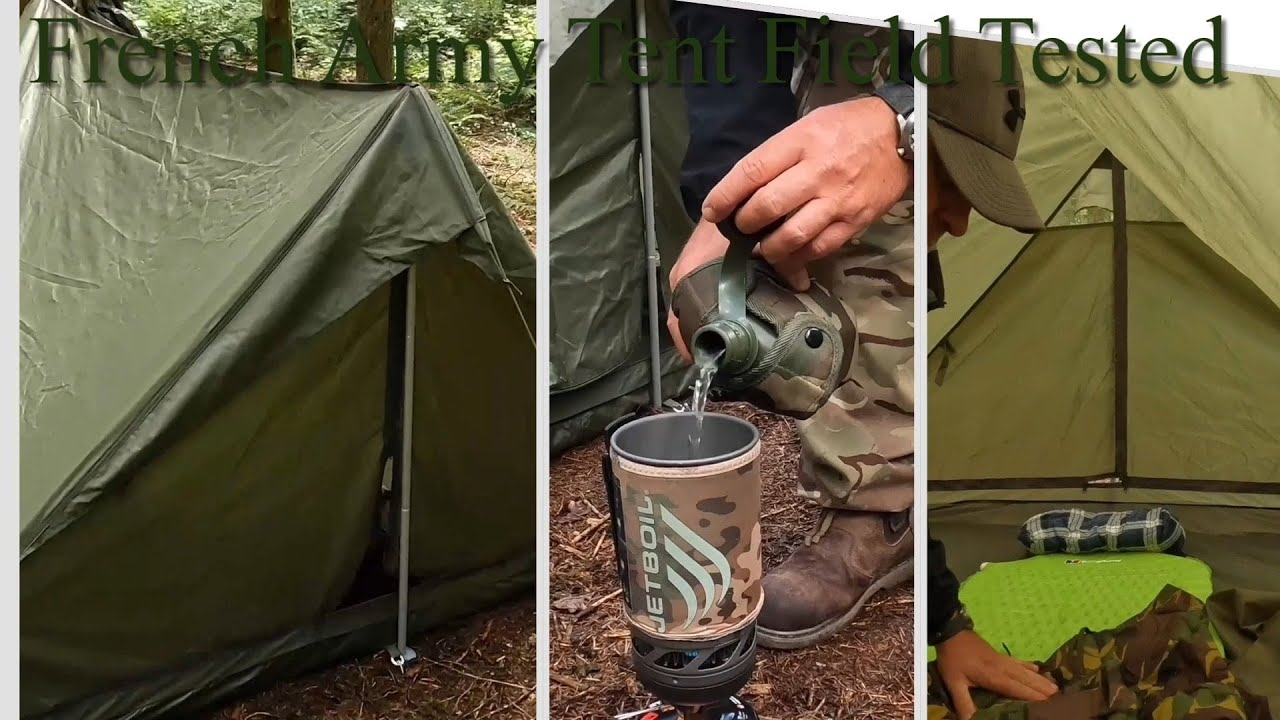 Camping Set-Up French Army F2 Tent Field Tested In Forestry.