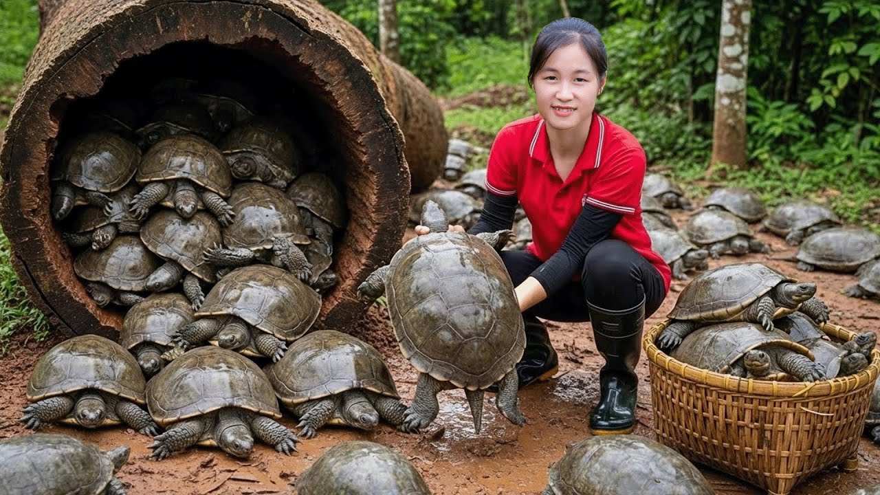 How to Harvest Softshell Turtle in the Jungle | Cooking Many Delicious Dishes of Softshell Turtle