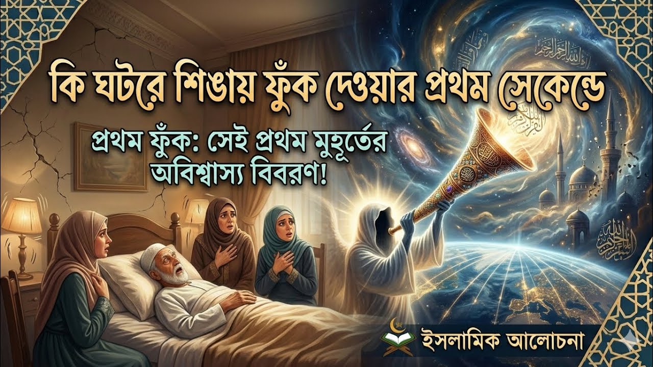 শিঙ্গায় প্রথম ফুঁক দিলে কী ঘটবে? | কিয়ামতের প্রথম মুহূর্তের ভয়ংকর বর্ণনা | ইসলামিক আলোচনা