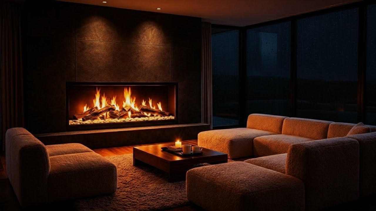 8 Hours of Cozy Rain & Fireplace Sounds | Relaxing Cabin Ambience | No Ads
