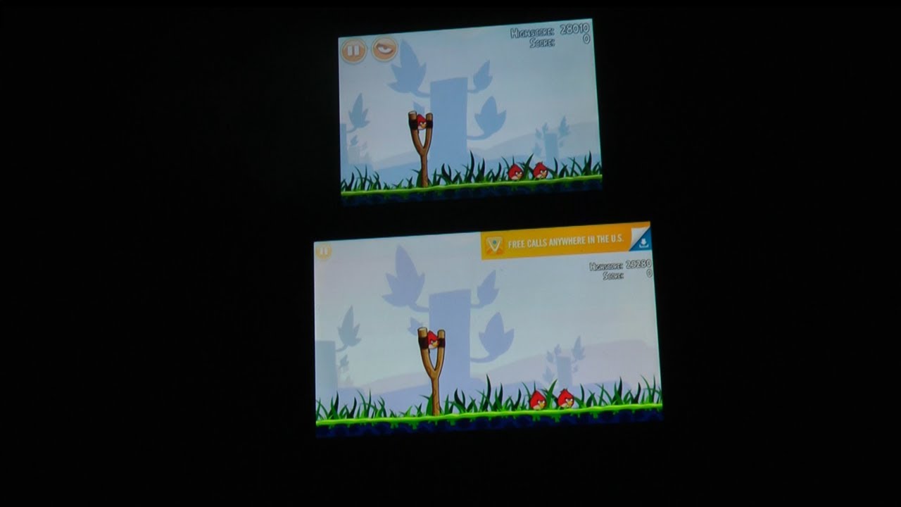 Sony Xperia S vs. Apple iPhone 4S Display Test Angry Birds HD