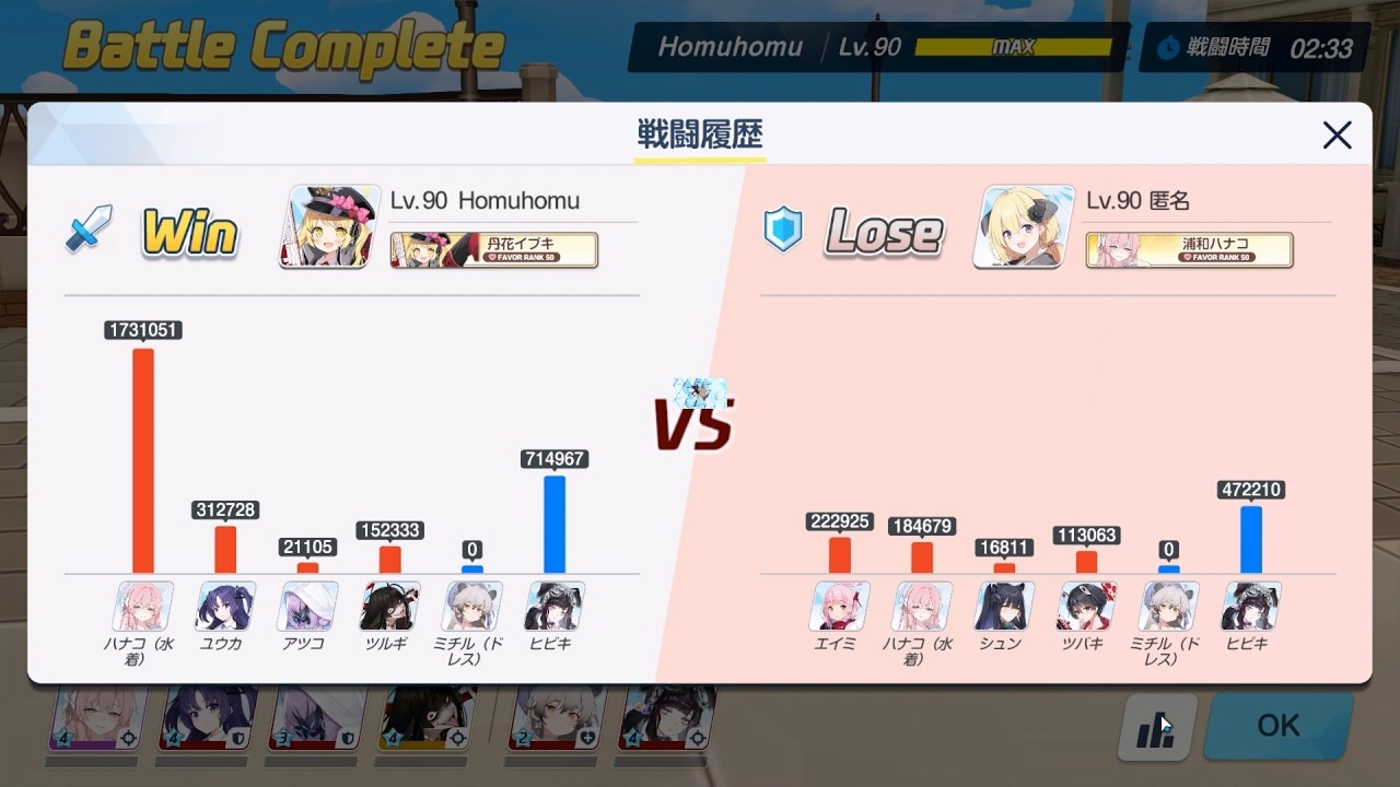 [ブルアカ][新S10][水花 優香 公主 鶴城+ 禮滿 響 進攻VS防守 艾米 水花 旬 椿 + 禮滿 響!][84][戦術対抗戦-市街戦]