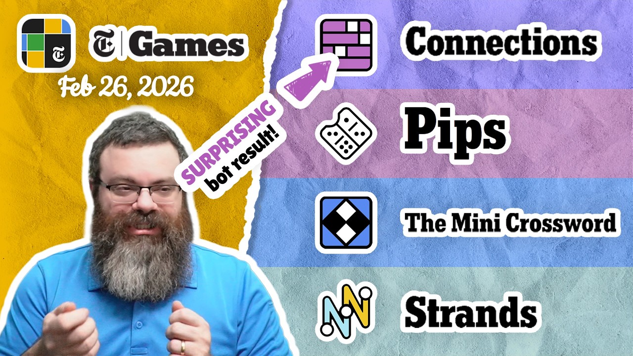 NYT Connections, Pips, Mini Crossword, and Strands | Feb 26, 2026