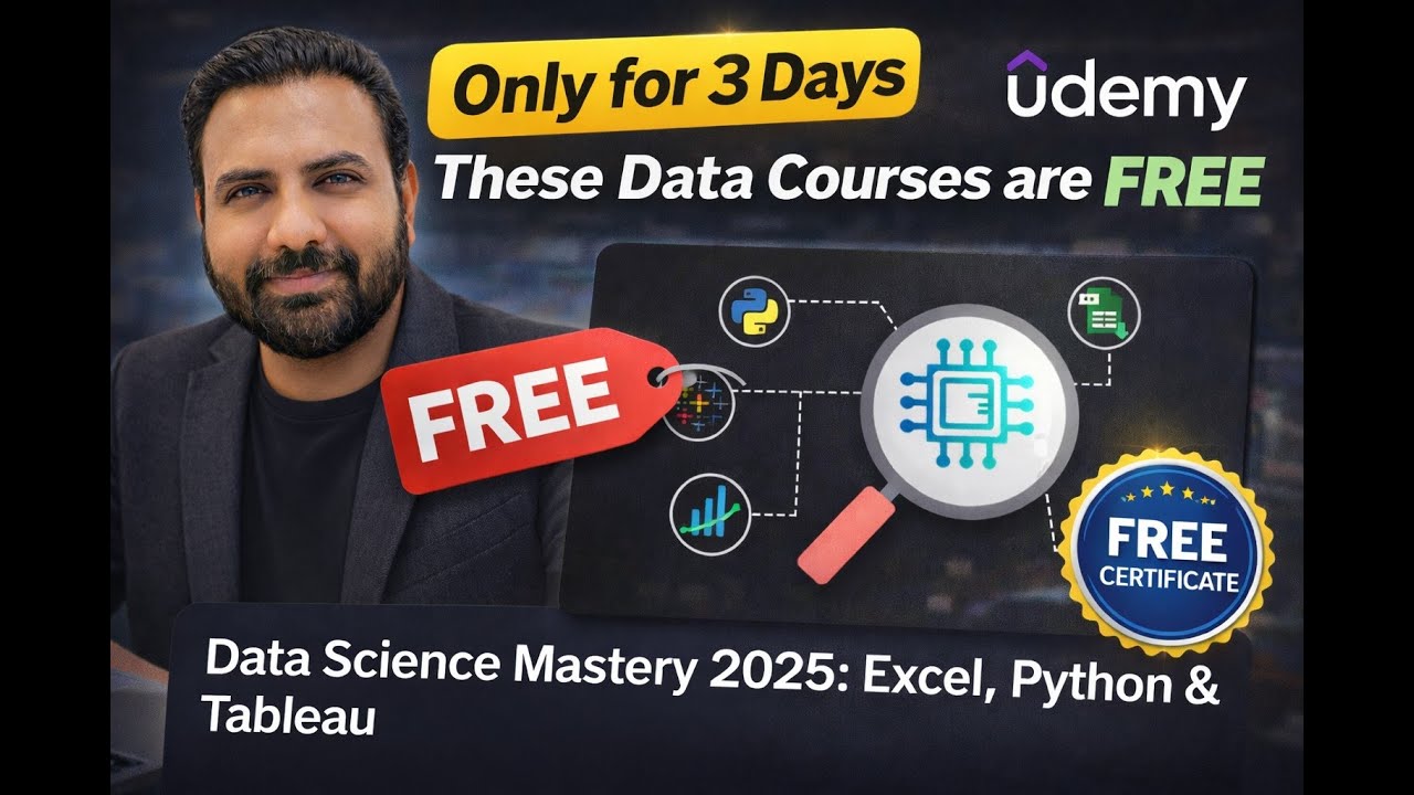 Free Data Analytics Courses on Udemy | Excel, Python & Tableau (Only for 3 Days) #dataanlysis #udemy