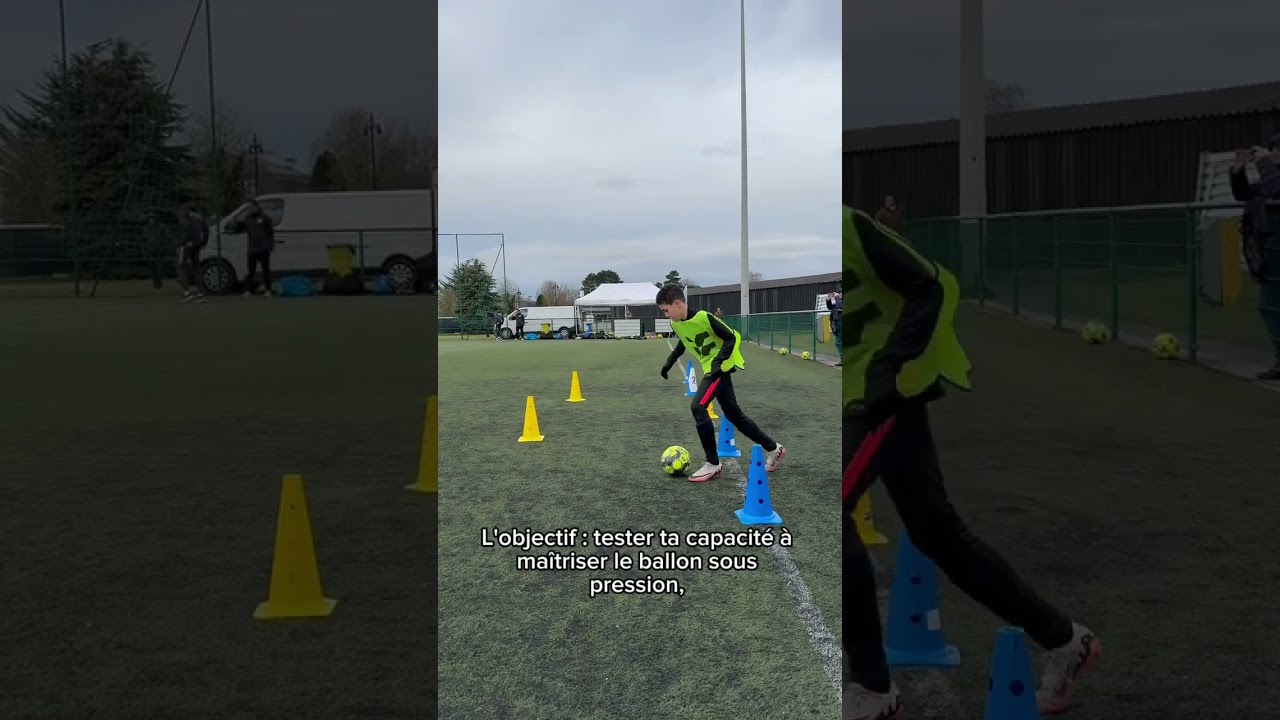 ⚽️ Focus sur l&rsquo;atelier dribble : 3 passages : pied droit, pied gauche, puis les 2 pieds combin&eacute;s. ⚡️