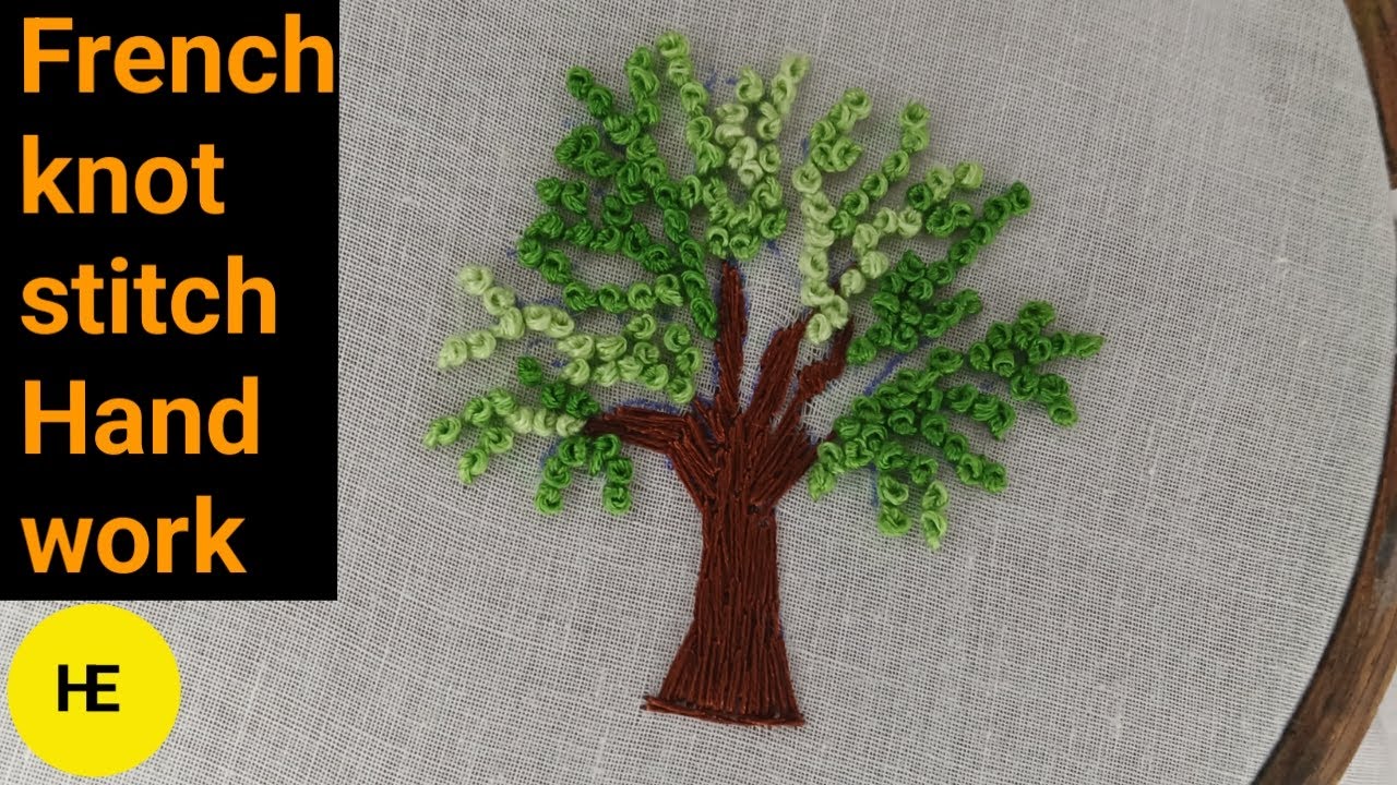 French knot stitch. Beautiful tree. Long short stitch. #Hand #embroidery
