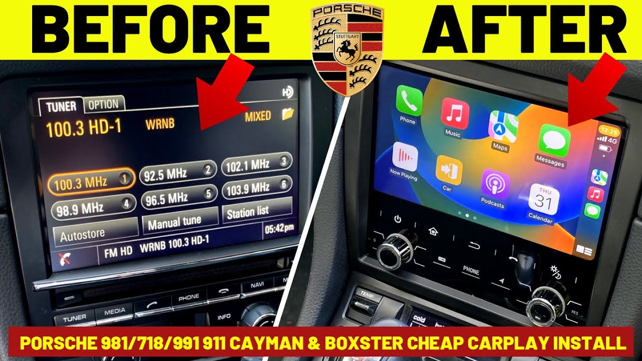 Porsche 981 718 991 911, Boxster и Cayman ERISIN ДЕШЕВАЯ установка CARPLAY (iOS и Android)