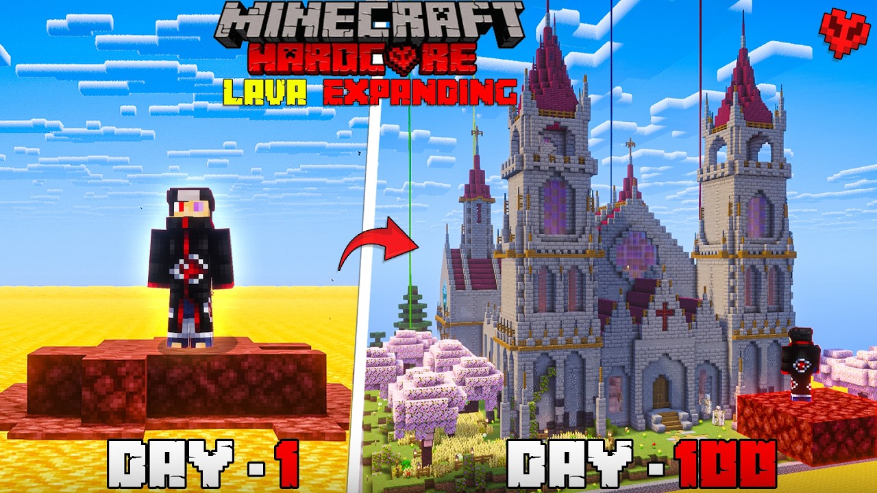 Minecraft 100 Days But Lava Expands Every Day 🌋🌋&hellip; Can I Survive? 😱