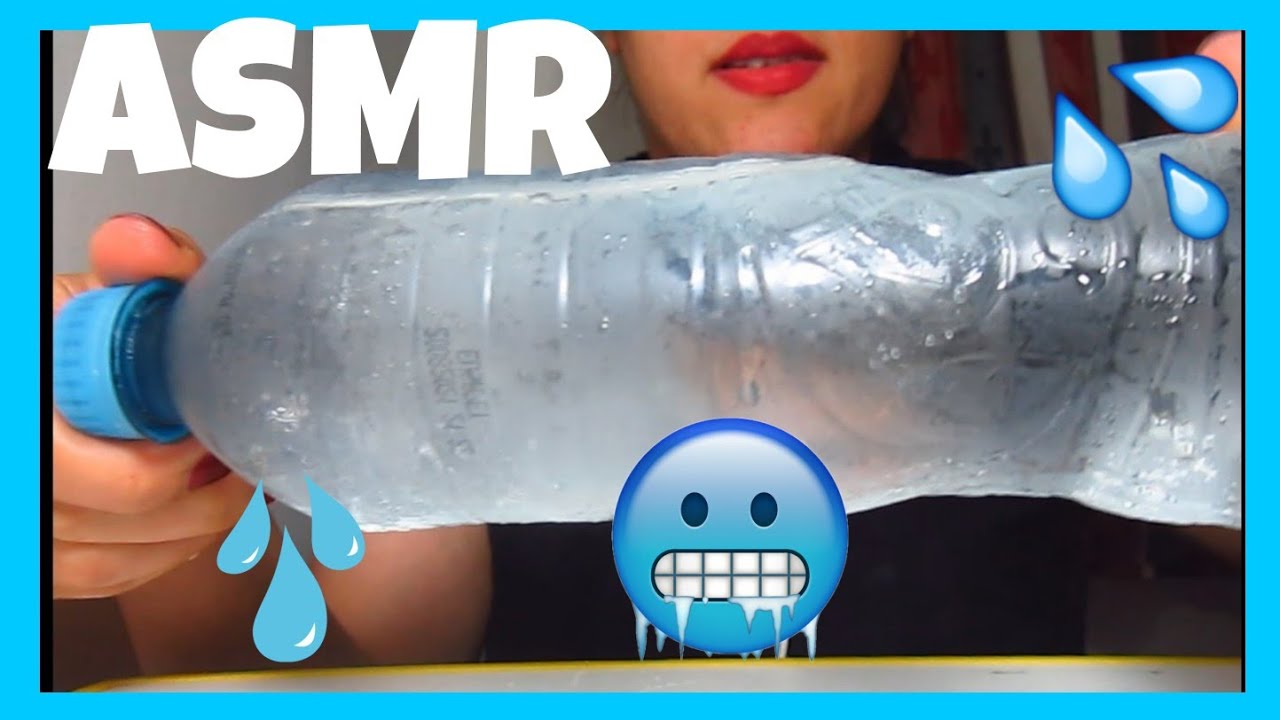 ASMR  ice water bottle 💙agua helada