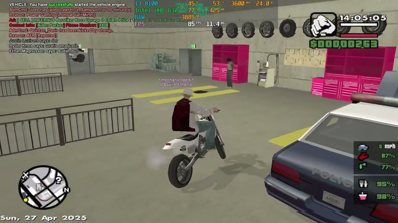 GTA SAMP Addon Server JGRP On I3 8100 UHD 630 Ram 8GB || Test Game Intel I3 8100 UHD 630 #2