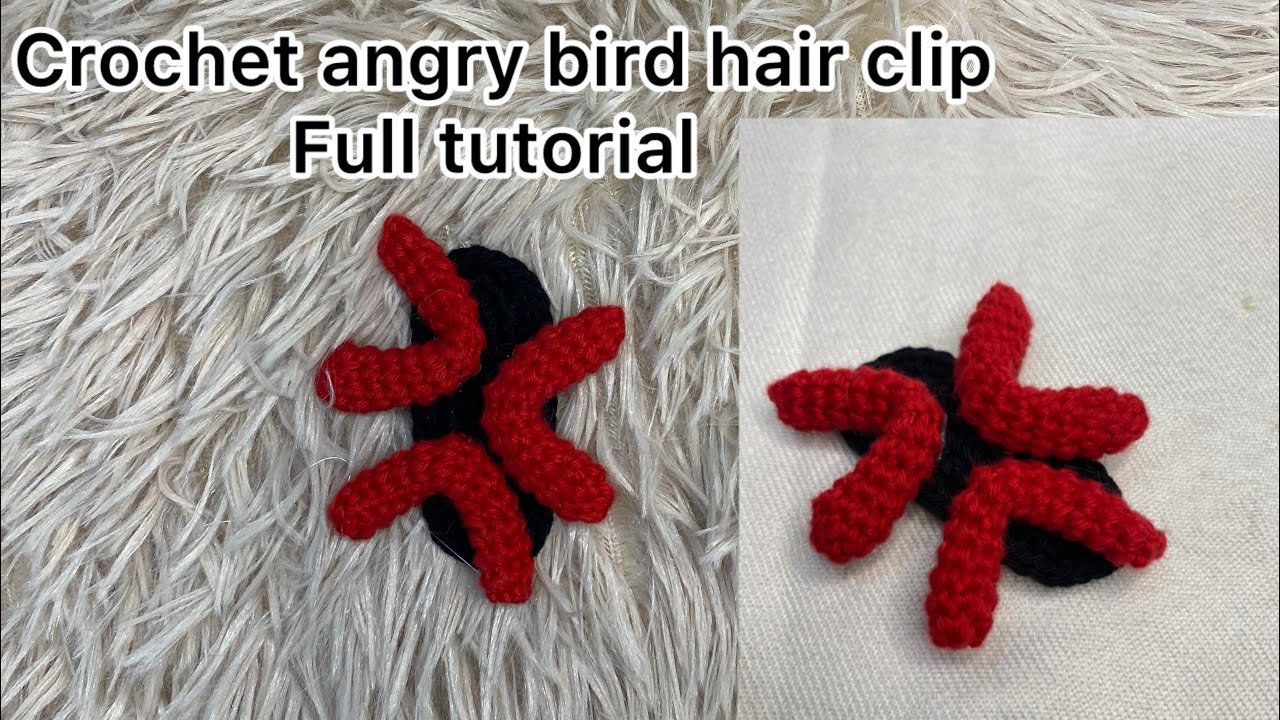 Handmade crochet angry bird hair clip | easy to  beginner #crochet #angrybird #hairaccessories #diy 