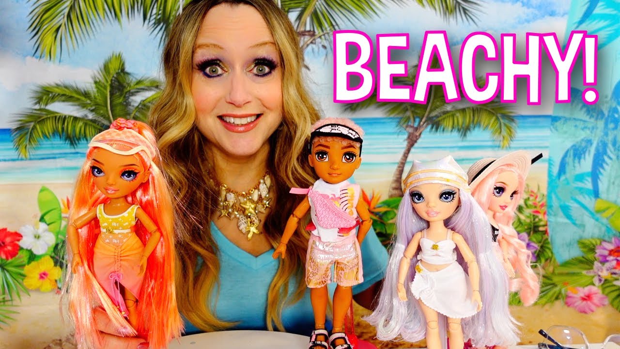 Rainbow High Pacific Coast Finn, Bella, Margo, Simone Dolls and Pool Playset
