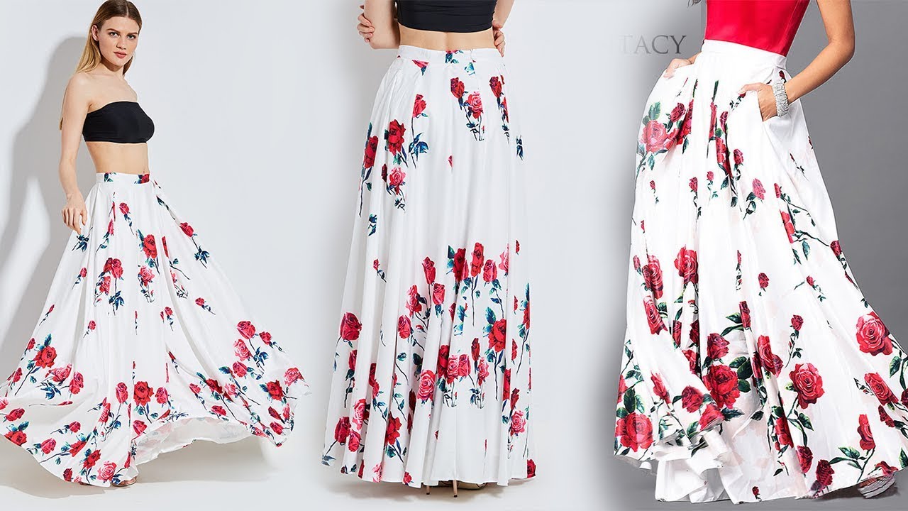 Beautiful Chiffon Skirt Printing High Waist Long Skirt Girls | Vintacy Long Skirts for Women