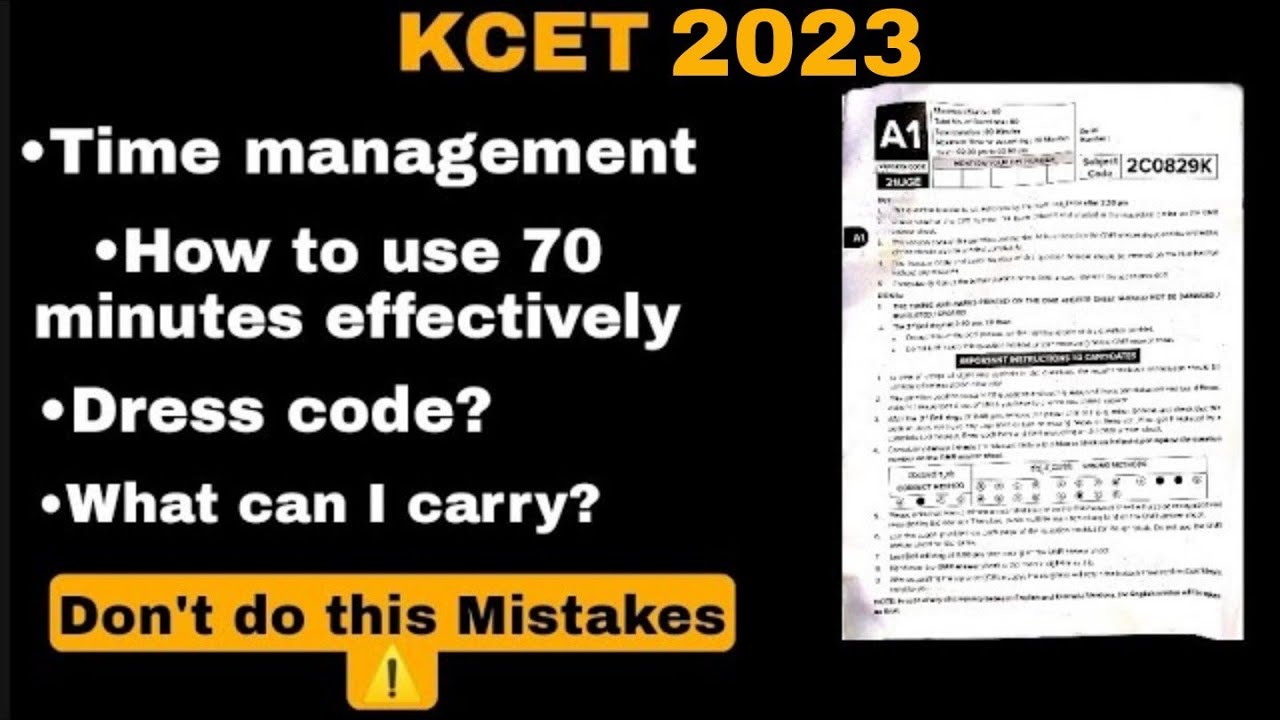 KCET TIME MANAGEMENT SKILLS|HOW TO ATTEND THE PAPER EFFECTIVELY|KCET DRESS CODE|KCET INSTRUCTIONS