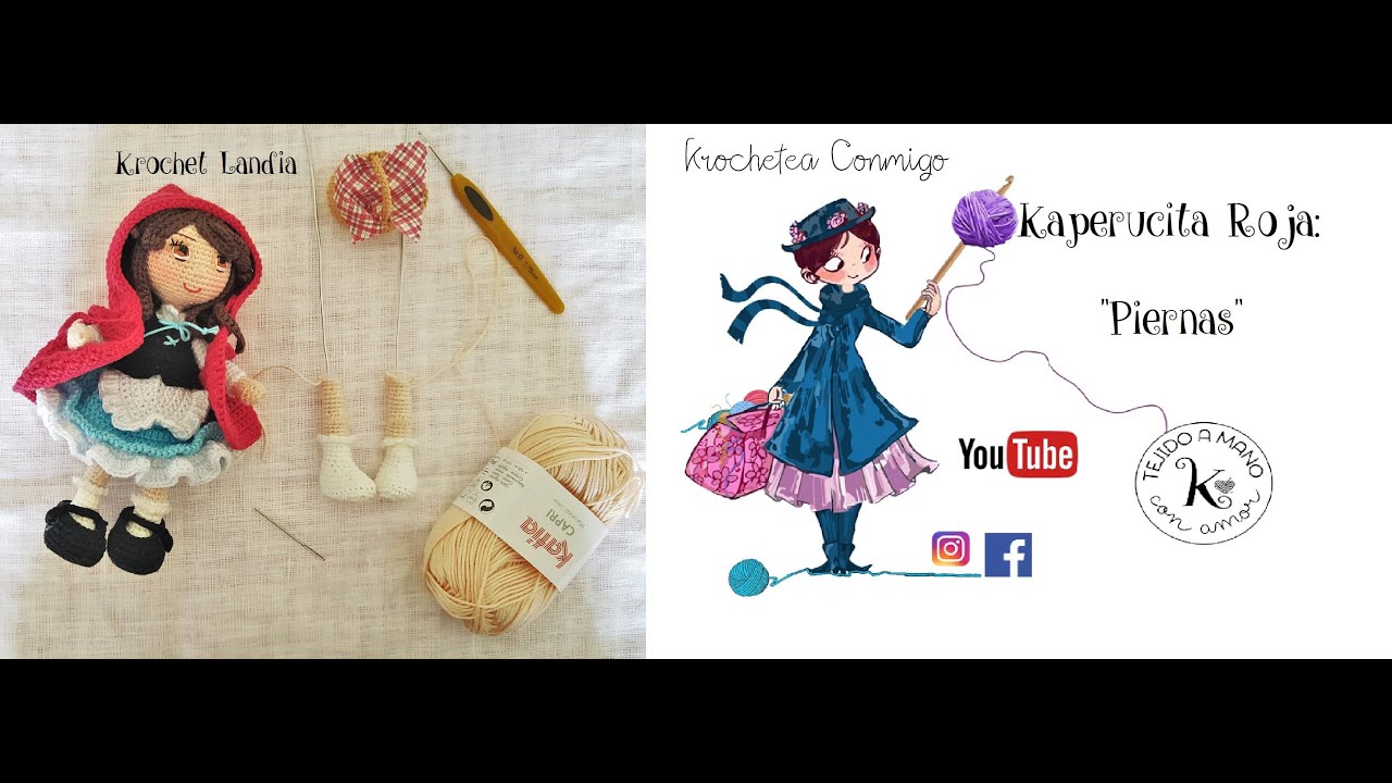 Tutorial Krochet Landia ❤️: Kaperucita Roja: Piernas