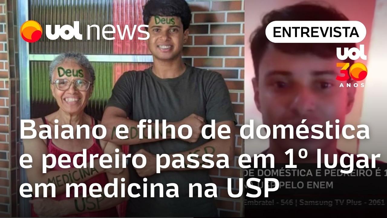 Jovem baiano filho de doméstica e pedreiro é 1º colocado em medicina na USP pelo Enem: 'Surreal'