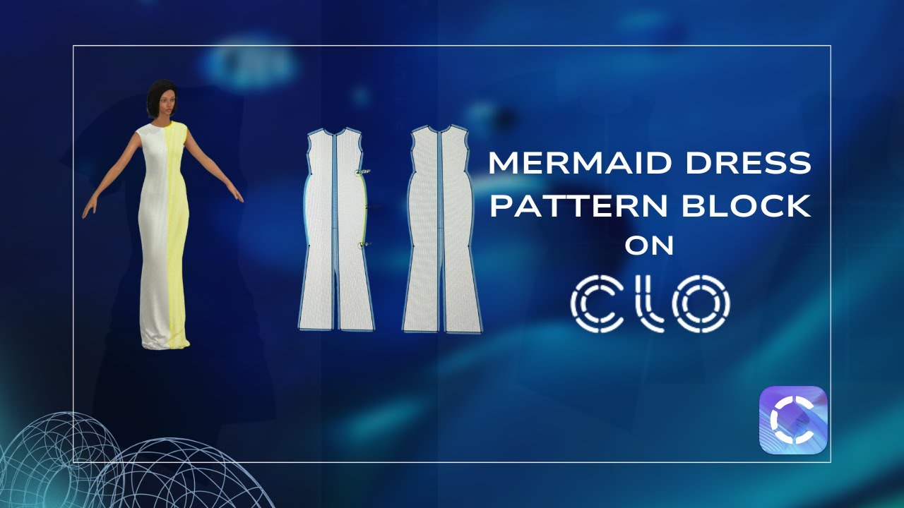 Mermaid Dress Pattern Block on CLO3D for Beginners|30 Days Digital Fashion Challenge Ep.3|