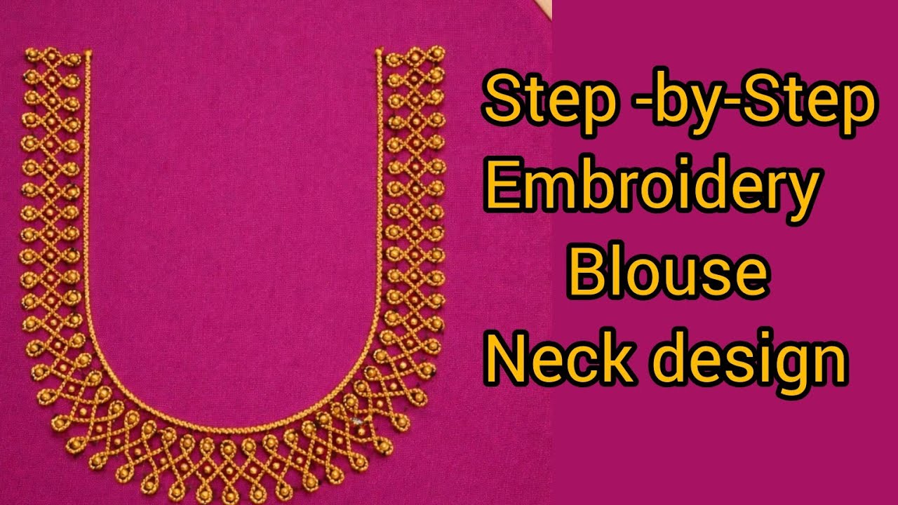 Simple hand embroidery blouse neck design#kolam design embroidery blouse#aariwork 