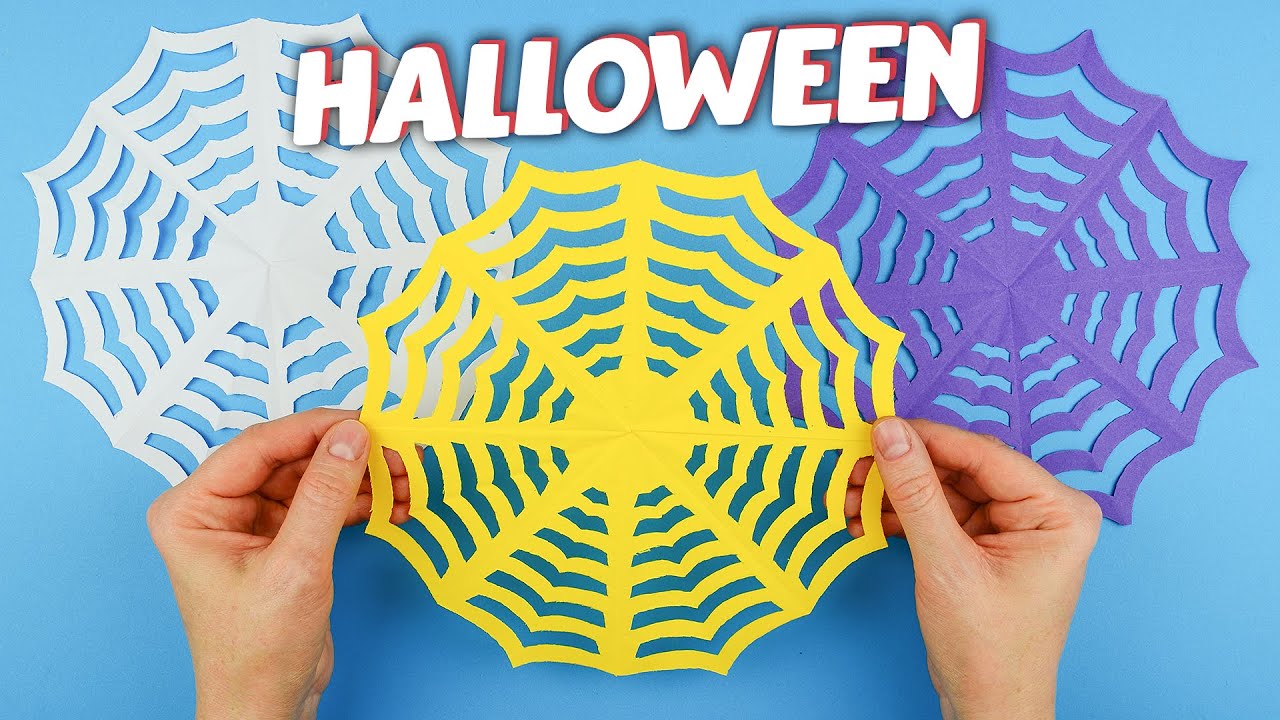 How to make Paper Spider Web for Halloween Decorations | DIY Halloween Craft