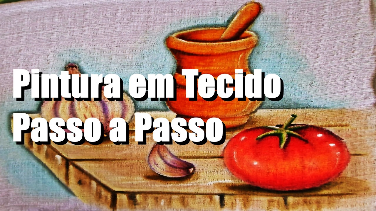 Pilão, Alho e Tomate - Pintura em Tecido