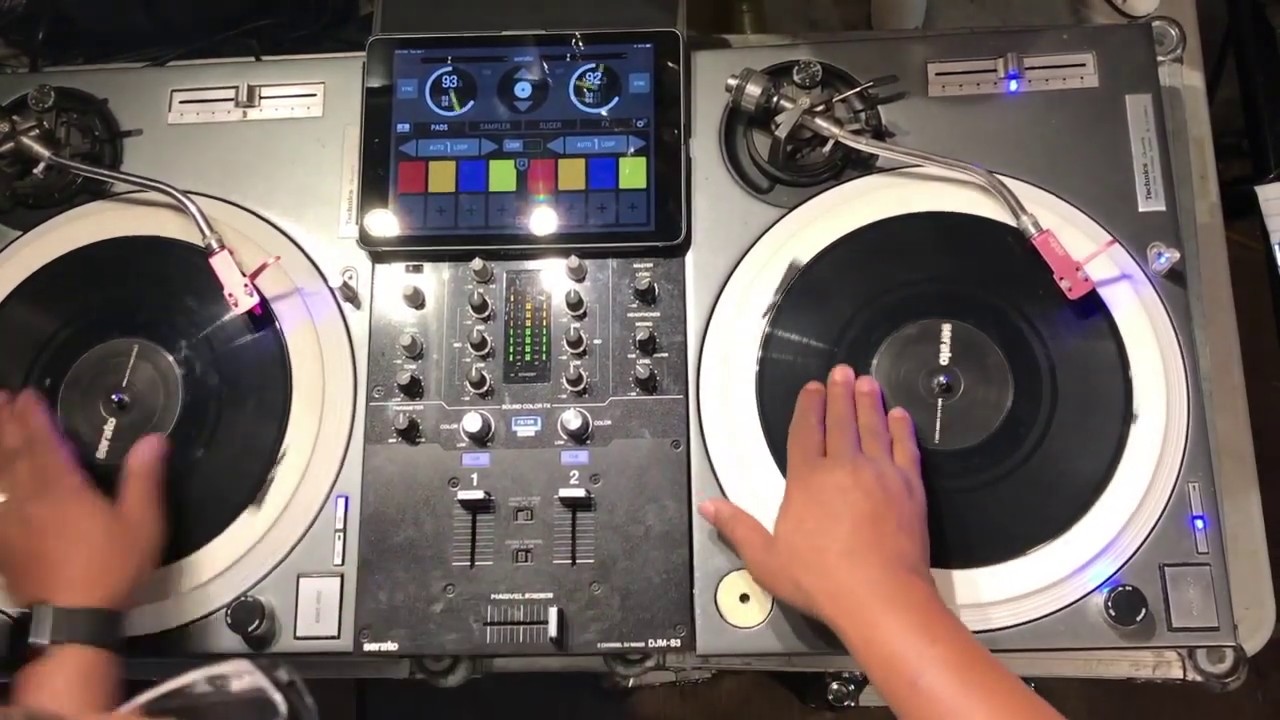 Pistol Grip Pump Beat Juggle practice video with Pioneer DJm-S3 and Serato Remote