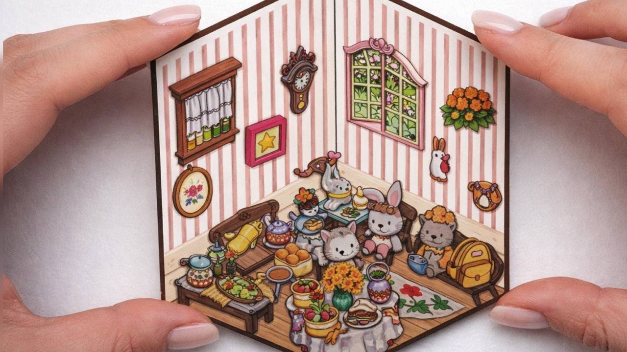 Use stickers to diy LANDSCAPE RABBIT KITCHEN SCENE #diy #sticker #decompression #landscape