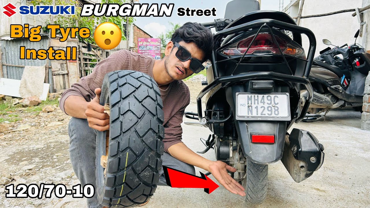 Upgrade Tyre Suzuki Burgman Broad Tyre Install😱￼