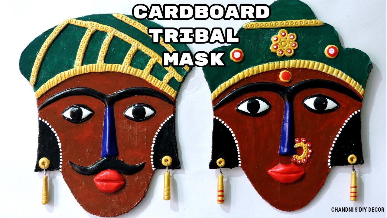 DIY Tribal Mask From Cardboard || Wall Decor Ideas || Shilpkar Clay Craft ||
